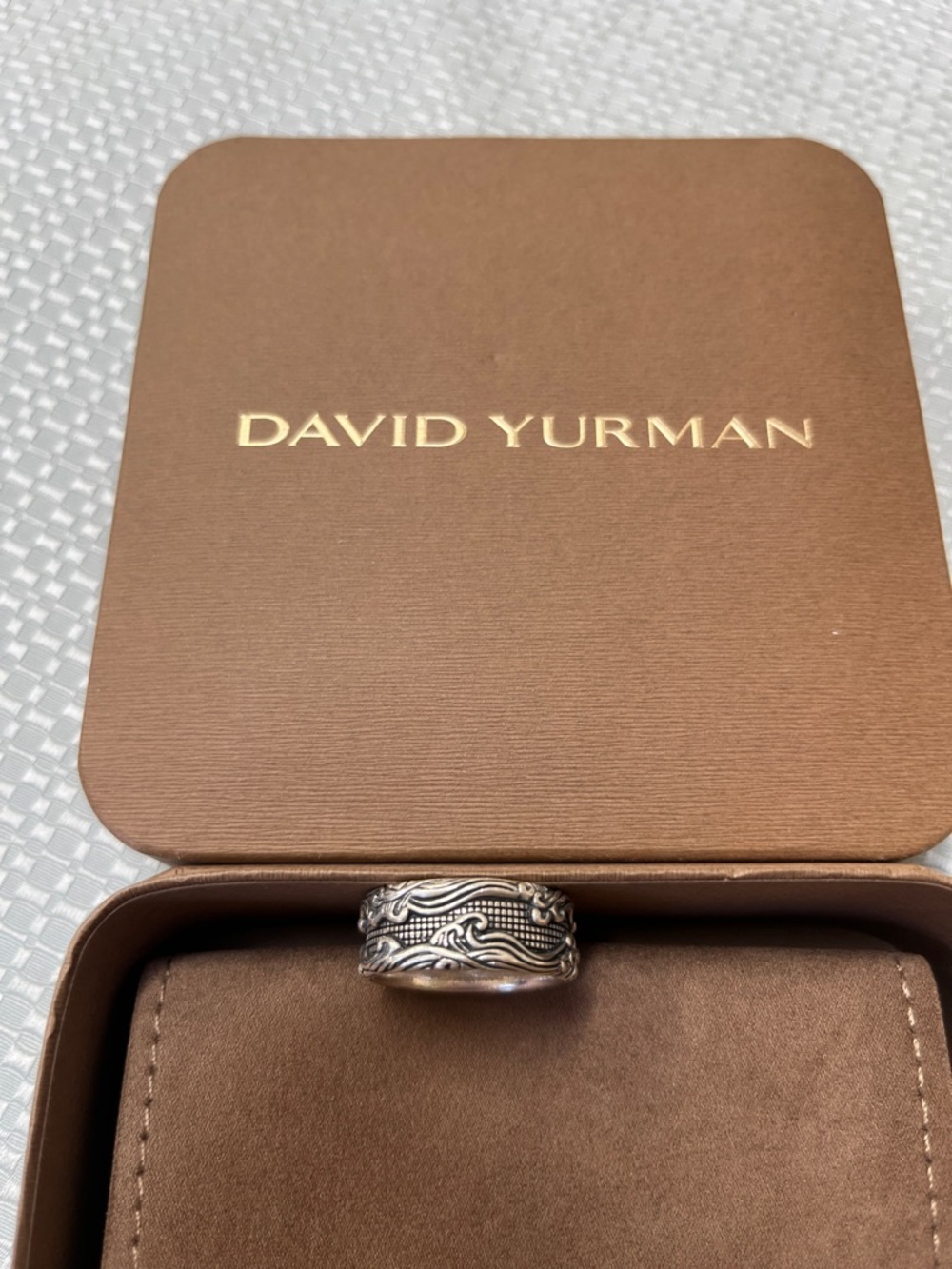 David Yurman Silver Men's Wave & Rope Motif Band